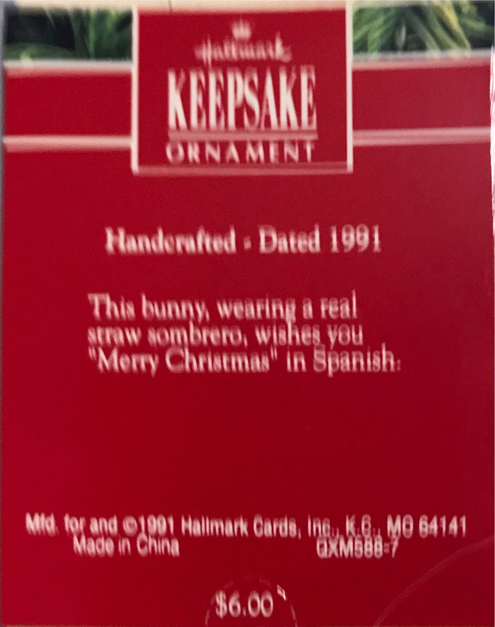 Miniature Feliz Navidad 1991 - Feliz Navidad (Mexico) ornament collectible [Barcode 070000027673] - Main Image 2