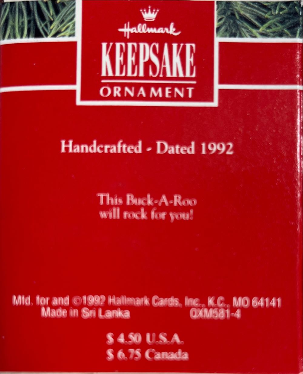 Buck-A-Roo - Miniature (Santa) ornament collectible [Barcode 070000027659] - Main Image 2