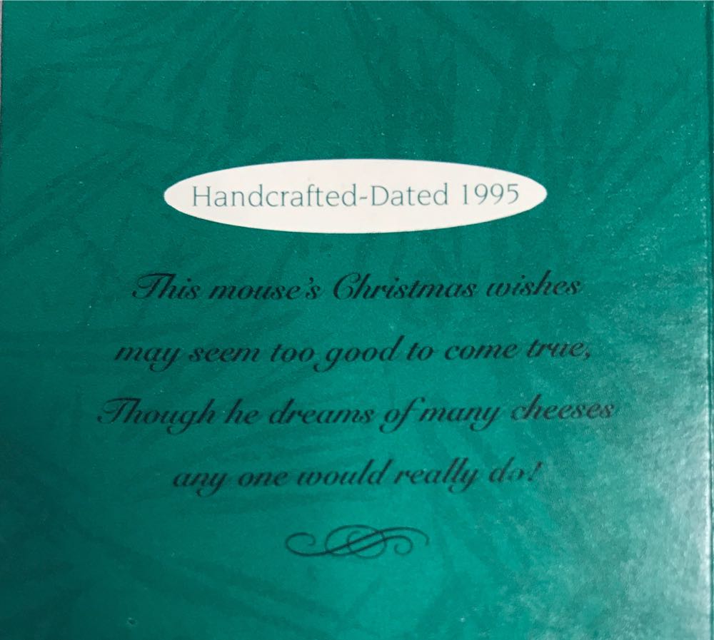 Hallmark Miniature ”christmas Wishes” Excellent Condition - Chris Mouse (Mouse, Candle, Mini) ornament collectible [Barcode 015012213317] - Main Image 2