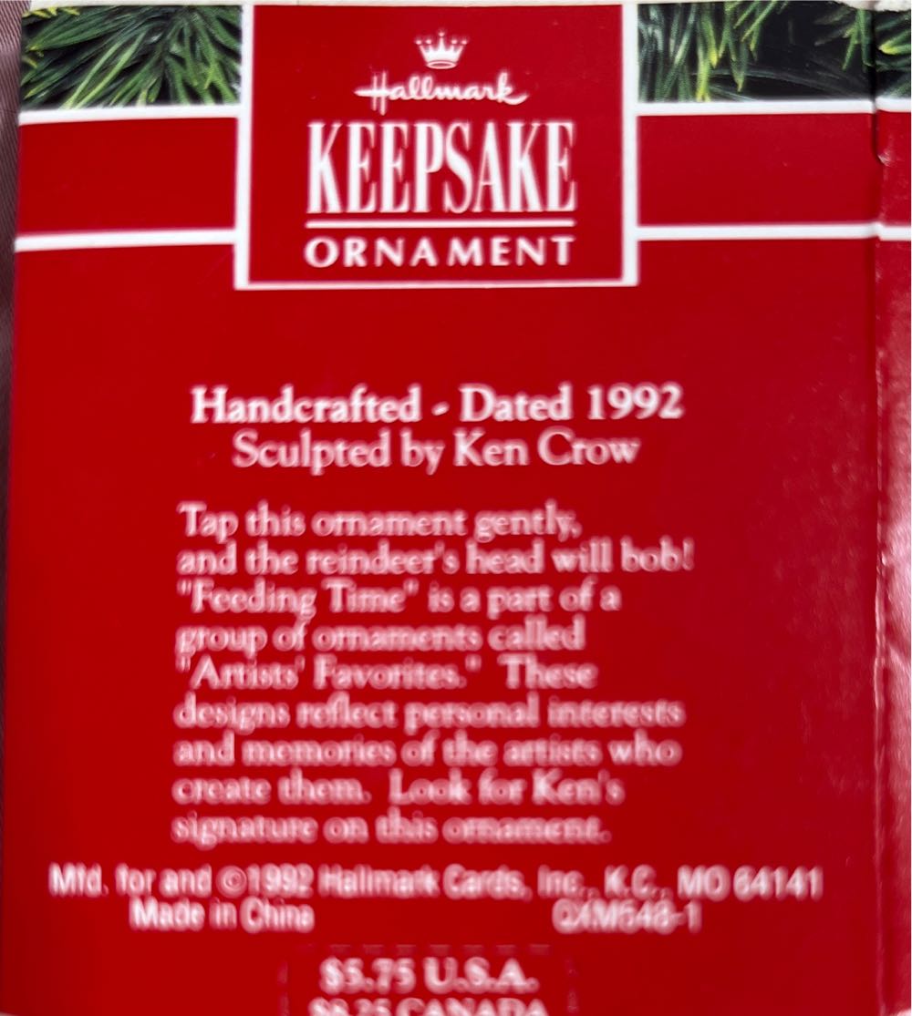 Feeding Time - Miniature (Artist’s Favorites) ornament collectible [Barcode 070000065033] - Main Image 2