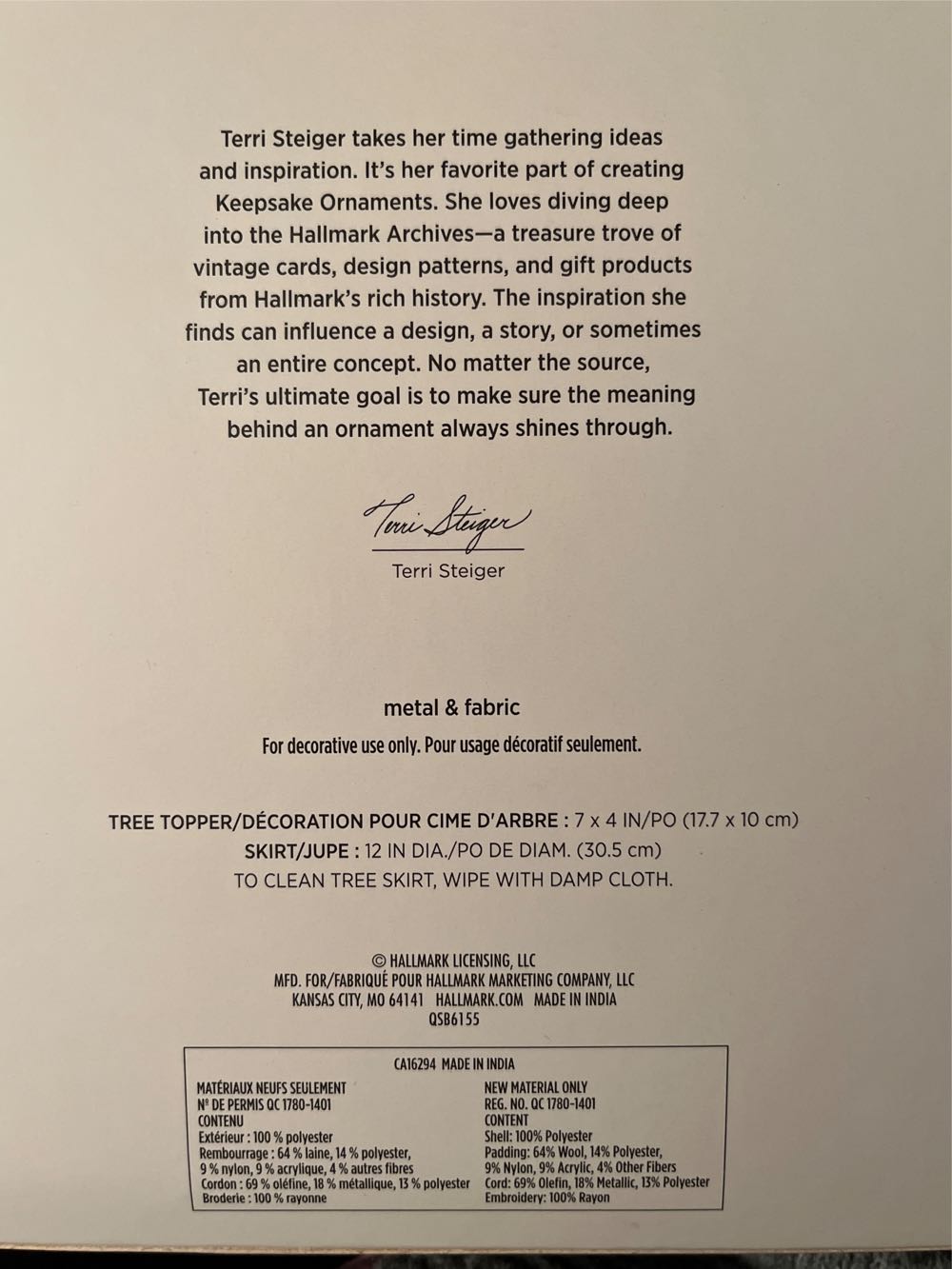 Whimsical Mini Tree Topper & Skirt - Tree Skirt/Topper (Miniature) ornament collectible [Barcode 763795705573] - Main Image 2