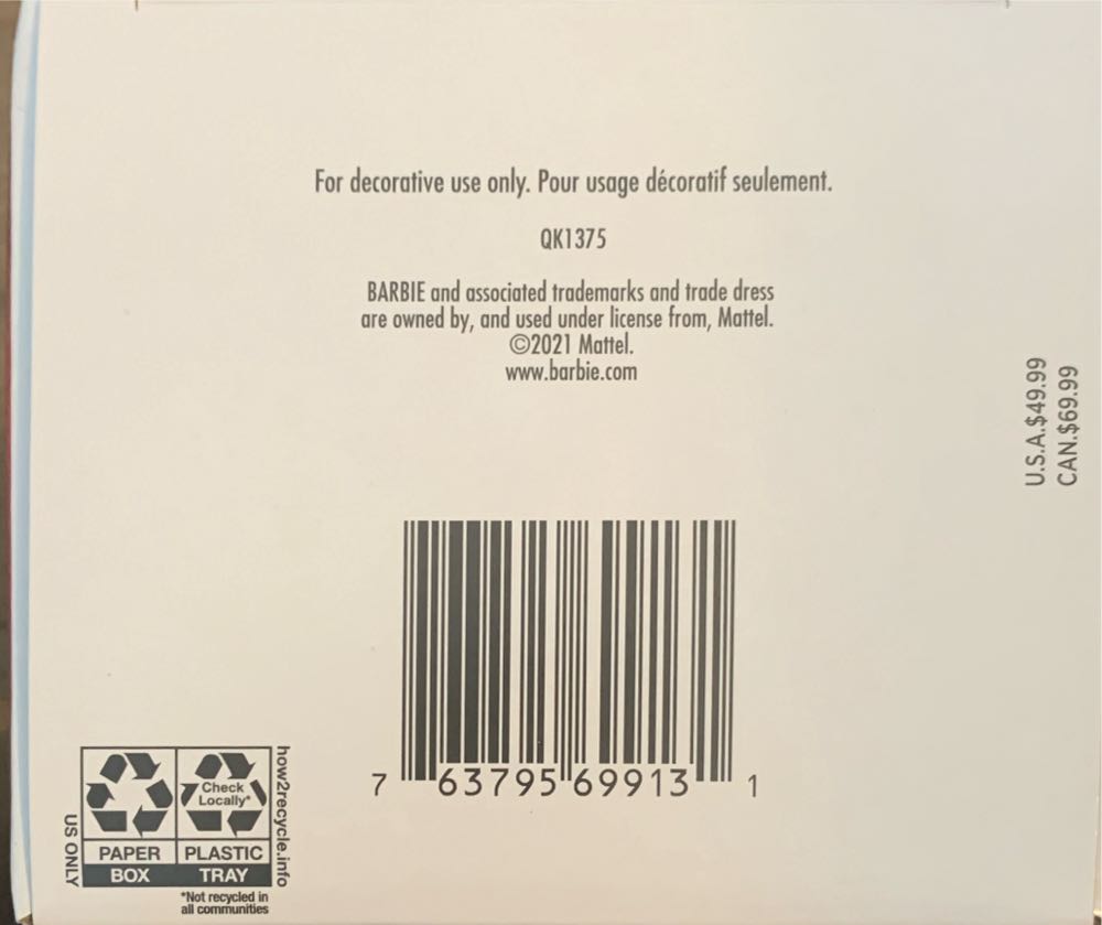 Barbie Black And White Forever Porcelain And Fabric - Holiday Barbie (Barbie) ornament collectible [Barcode 763795699131] - Main Image 4