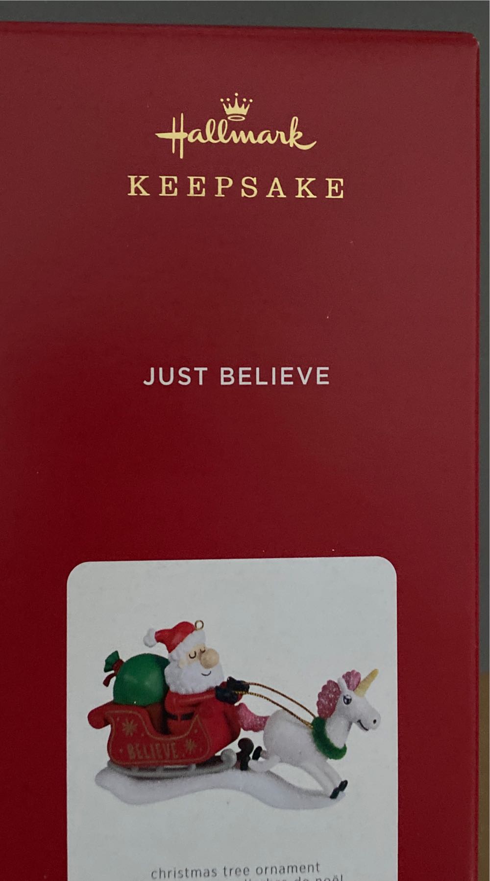 Santa Just Believe Unicorn - Whimsey Ornaments (Santa) ornament collectible [Barcode 763795691050] - Main Image 2