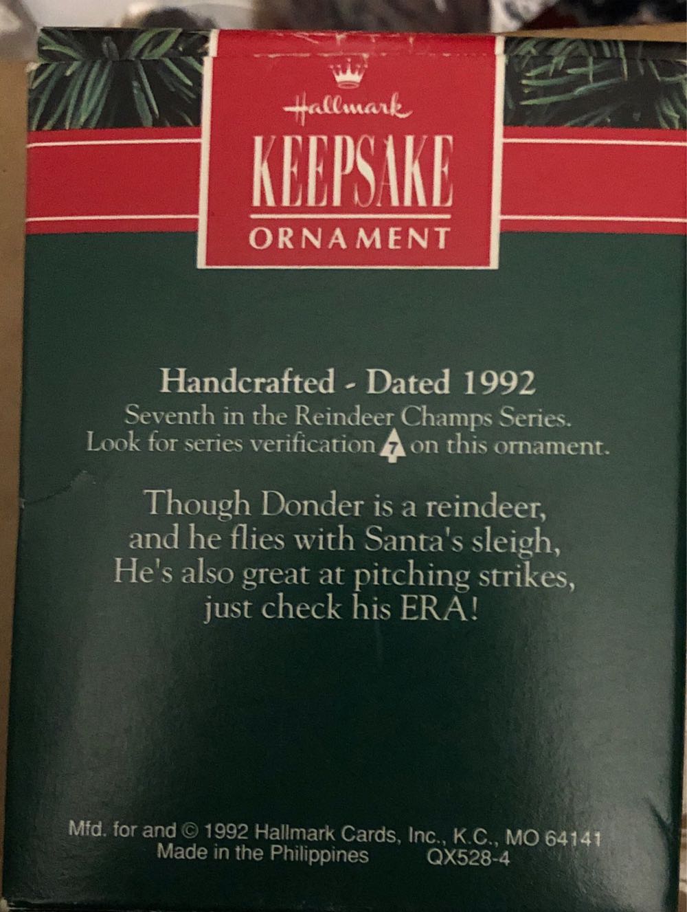 Donder #7 - Reindeer Champs (Sports) ornament collectible [Barcode 070000027444] - Main Image 2