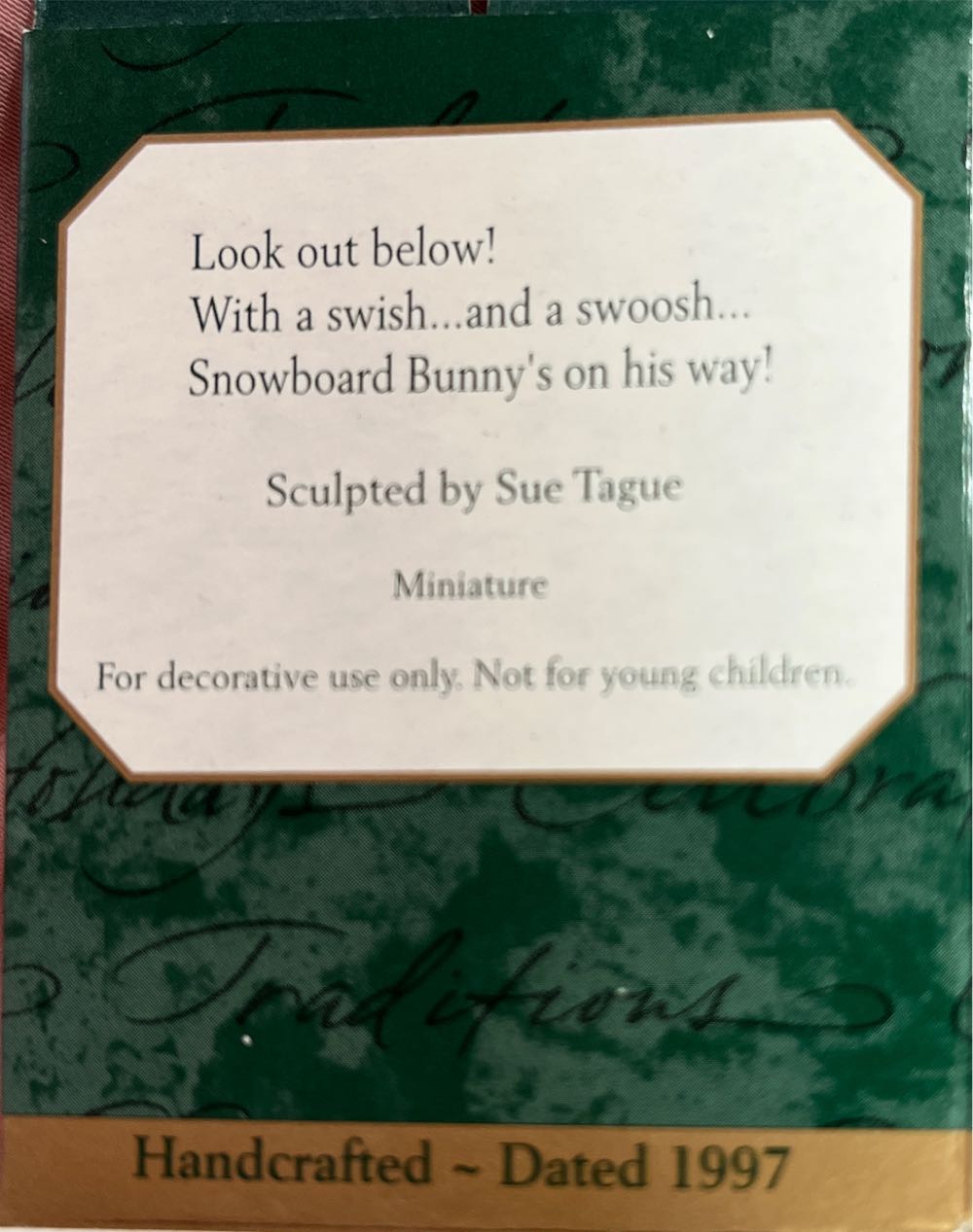Miniature Snowboard Bunny  ornament collectible [Barcode 015012376029] - Main Image 2