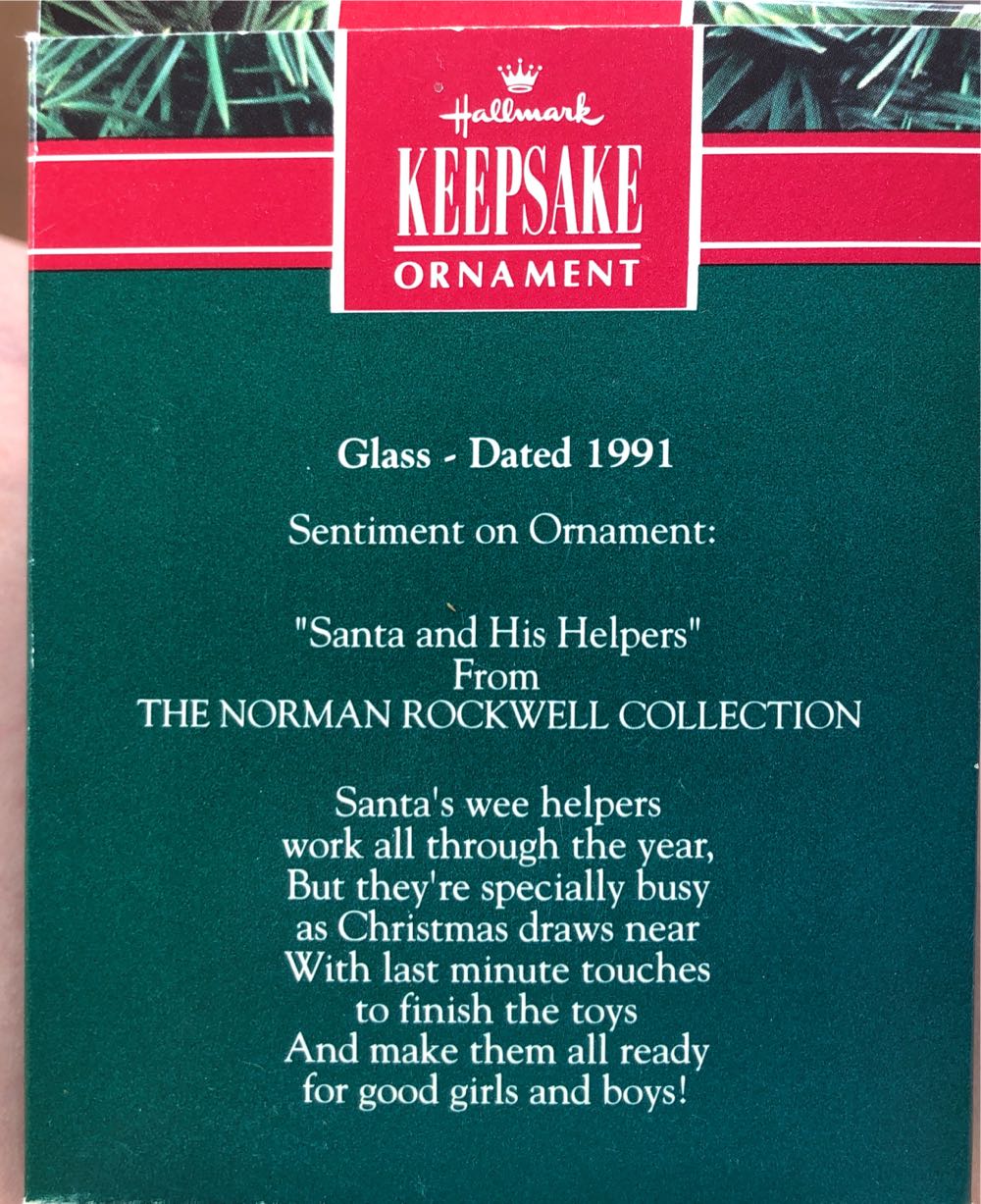 Norman Rockwell Art - Santa And His Helper - Keepsake Glass Ball (Norman Rockwell) ornament collectible [Barcode 070000027390] - Main Image 3