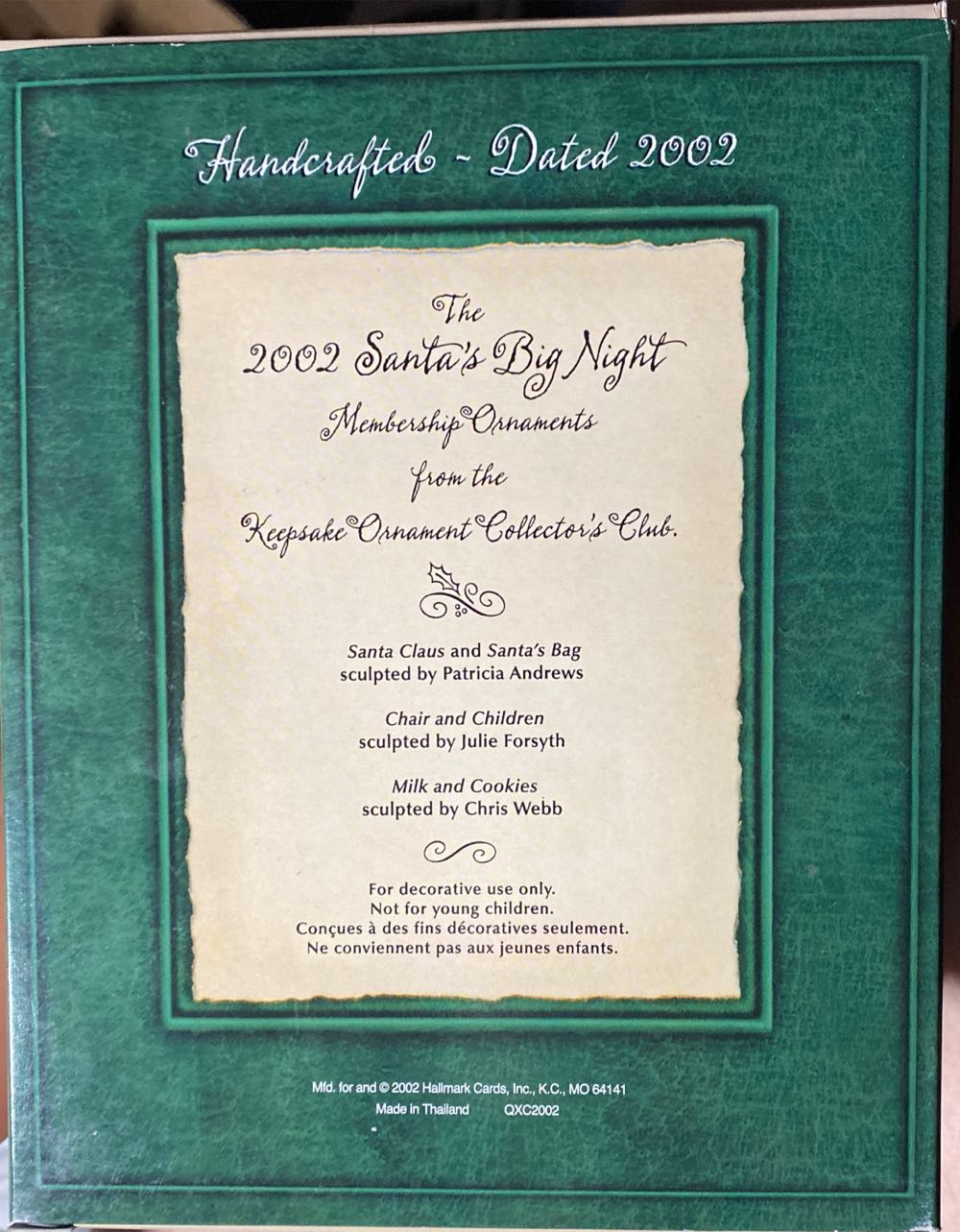 Santa’s Big Night Membership Set Of 4 Piece - KOC Club (Santa, Cookies & milk, Vintage) ornament collectible [Barcode 015012694789] - Main Image 2