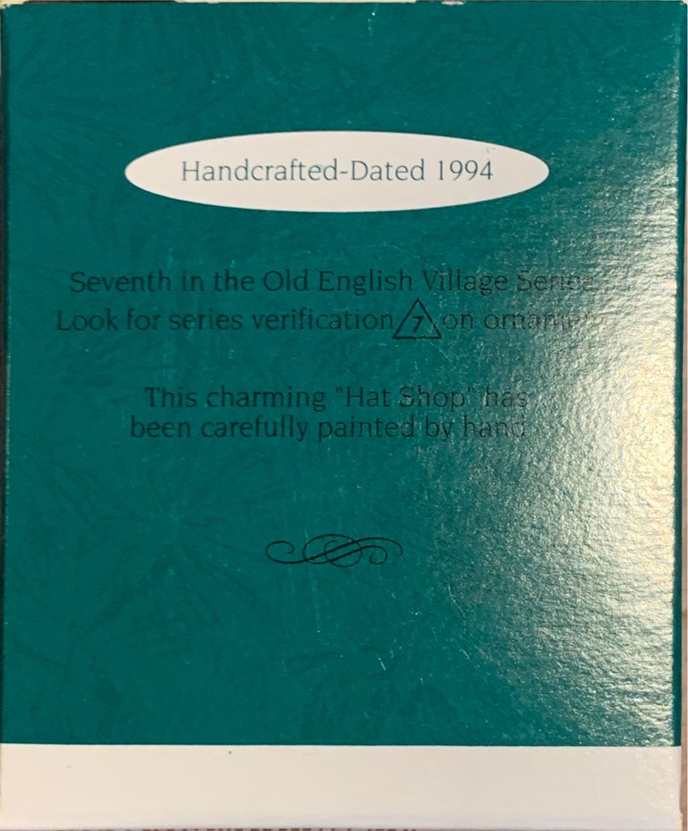 Old English Village Hat Shop #7 - Old English Village Miniature ornament collectible [Barcode 015012112832] - Main Image 2