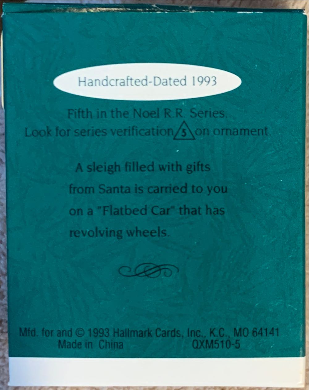 Noel R.R. #5 - Flatbed Car - Noel R. R. Miniature (Miniature Railroad) ornament collectible [Barcode 015012029246] - Main Image 2