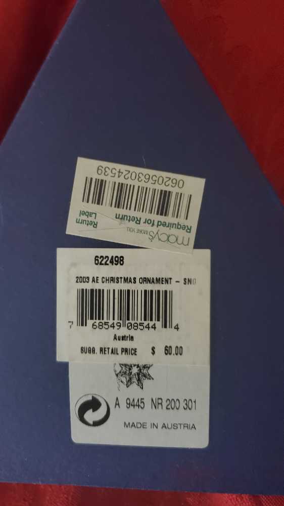 Swarovski 2003 Christmas Ornament - Annual (Snowflake Yearly Ornament) ornament collectible [Barcode 768549085444] - Main Image 4