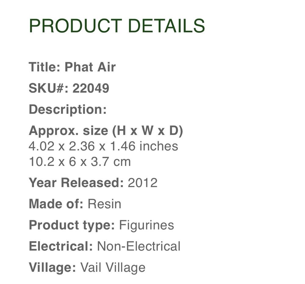 #22049  Phat Air! - Vail Village ornament collectible [Barcode 728162220493] - Main Image 2