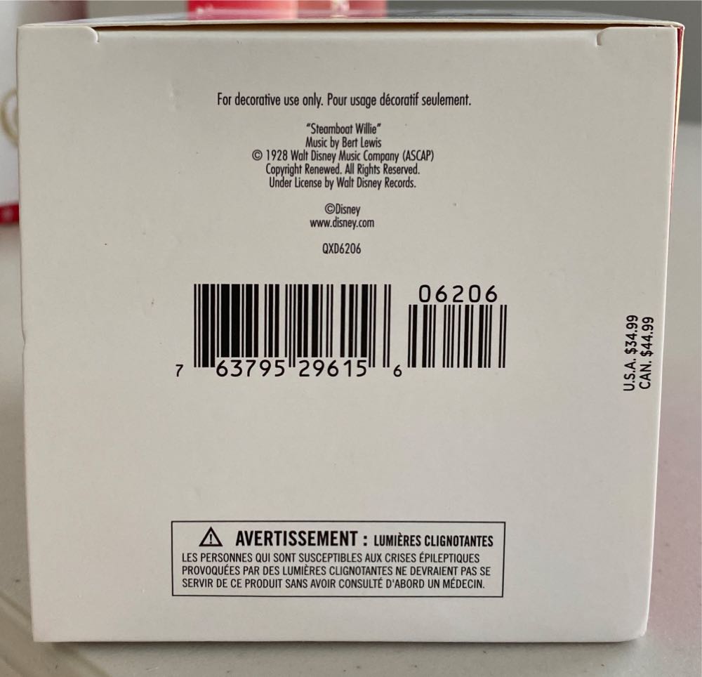 Steamboat Willie 90th Anniversary - Mickey Mouse (Disney ~ Magic) ornament collectible [Barcode 763795296156] - Main Image 3