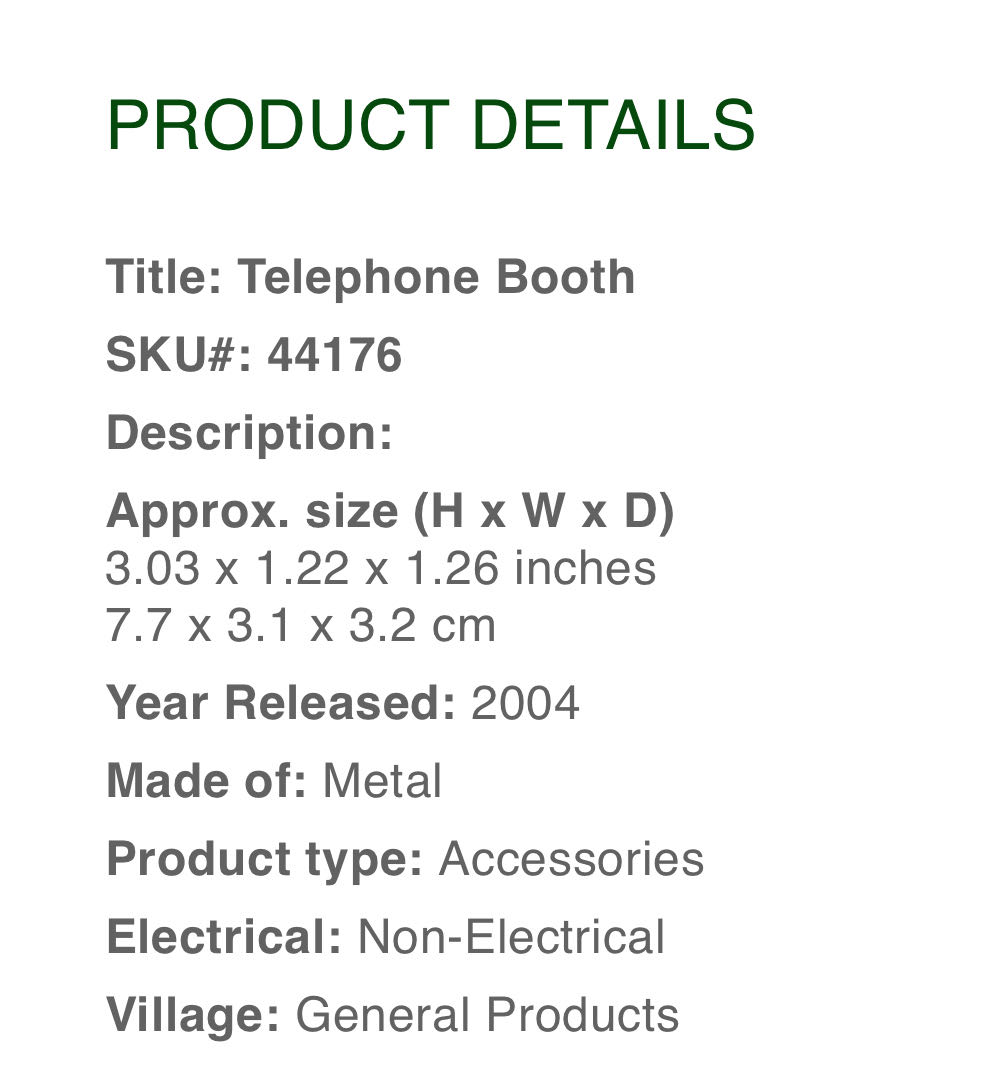 Telephone Booth - #44176 x2 - General (Accessories) ornament collectible [Barcode 728162441768] - Main Image 2
