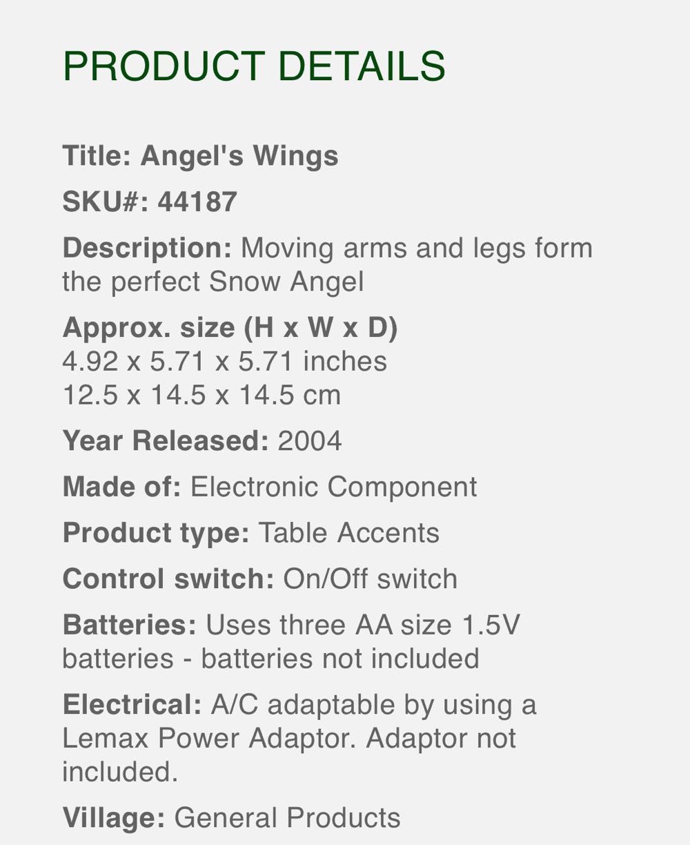 Angel’s Wings #44187 - Vail Village (Table Accents) ornament collectible [Barcode 728162441874] - Main Image 2