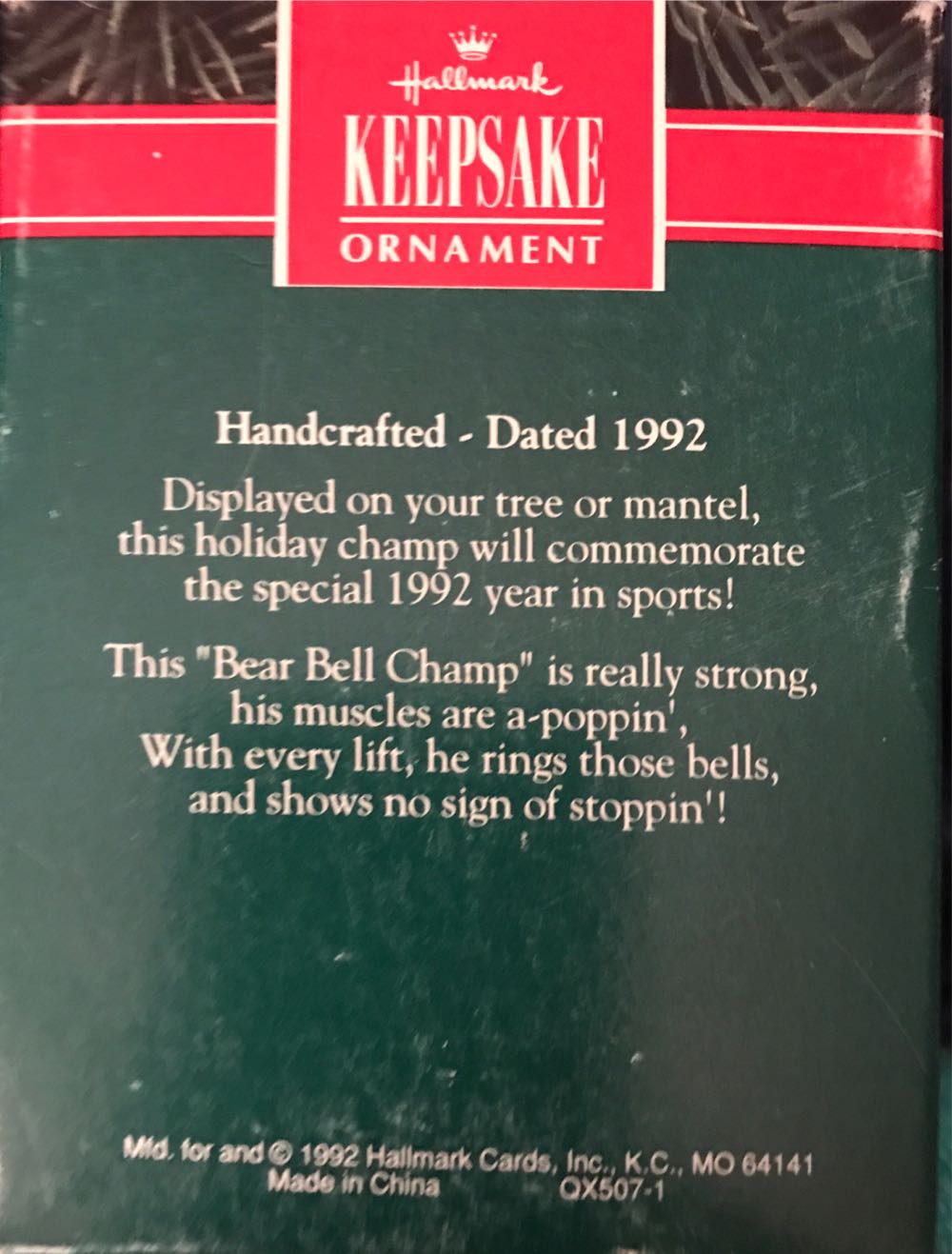Bear Bell Champ - Sports Commemorative (Bears) ornament collectible [Barcode 070000027437] - Main Image 2
