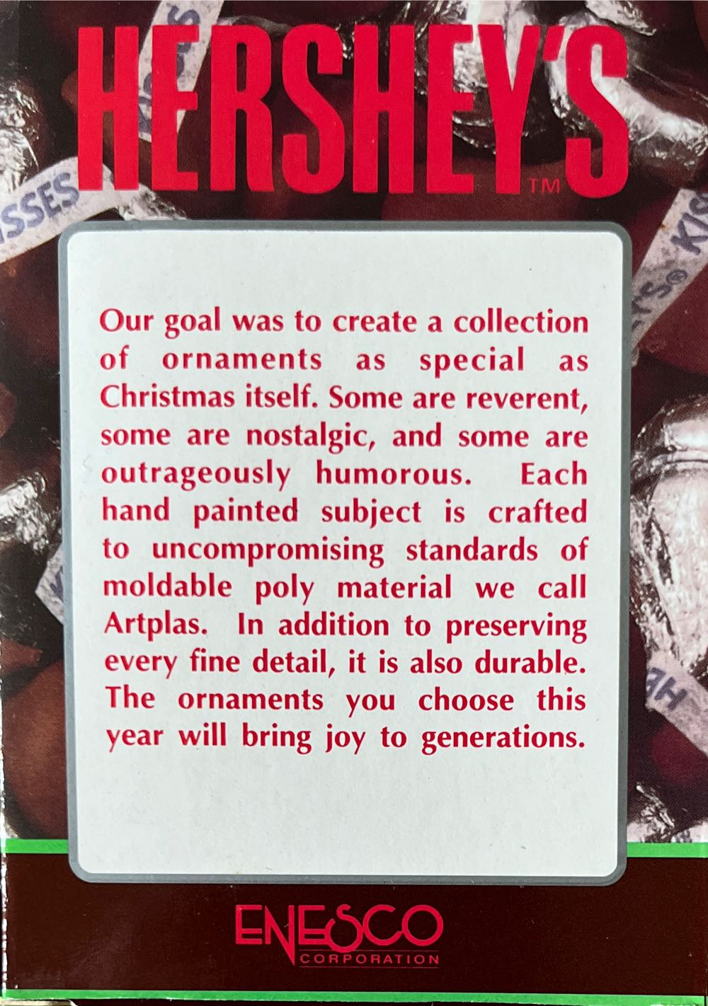 Enesco. Treasury Of Christmas Ornaments. Hershey’s. 1992. Merry Kisses. - Enesco (Merry Kisses) ornament collectible [Barcode 045544078702] - Main Image 2