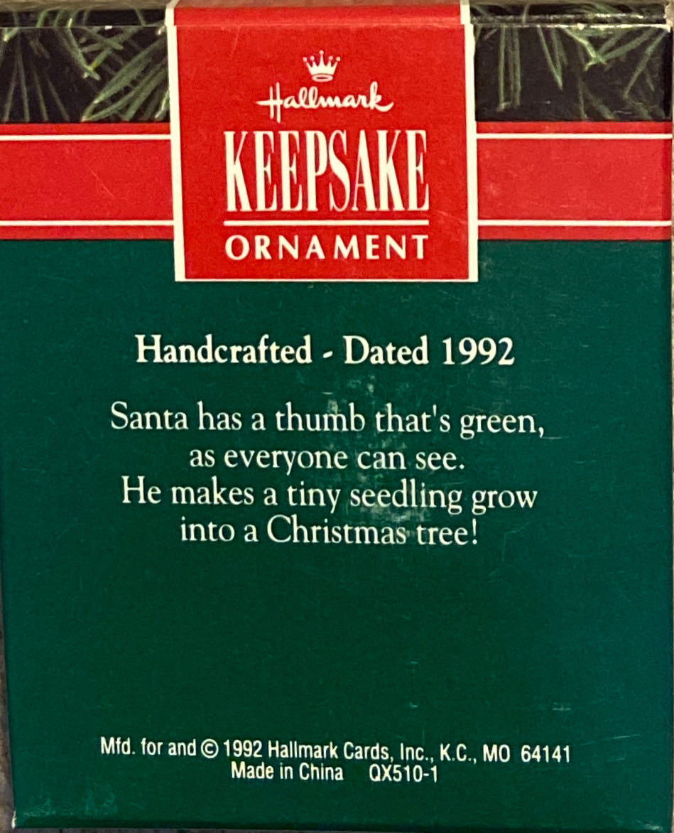 Hallmark Keepsake. Summer. 1992. Green Thumb Santa. Garden. - Keepsake Ornament (Green Thumb Santa) ornament collectible - Main Image 2