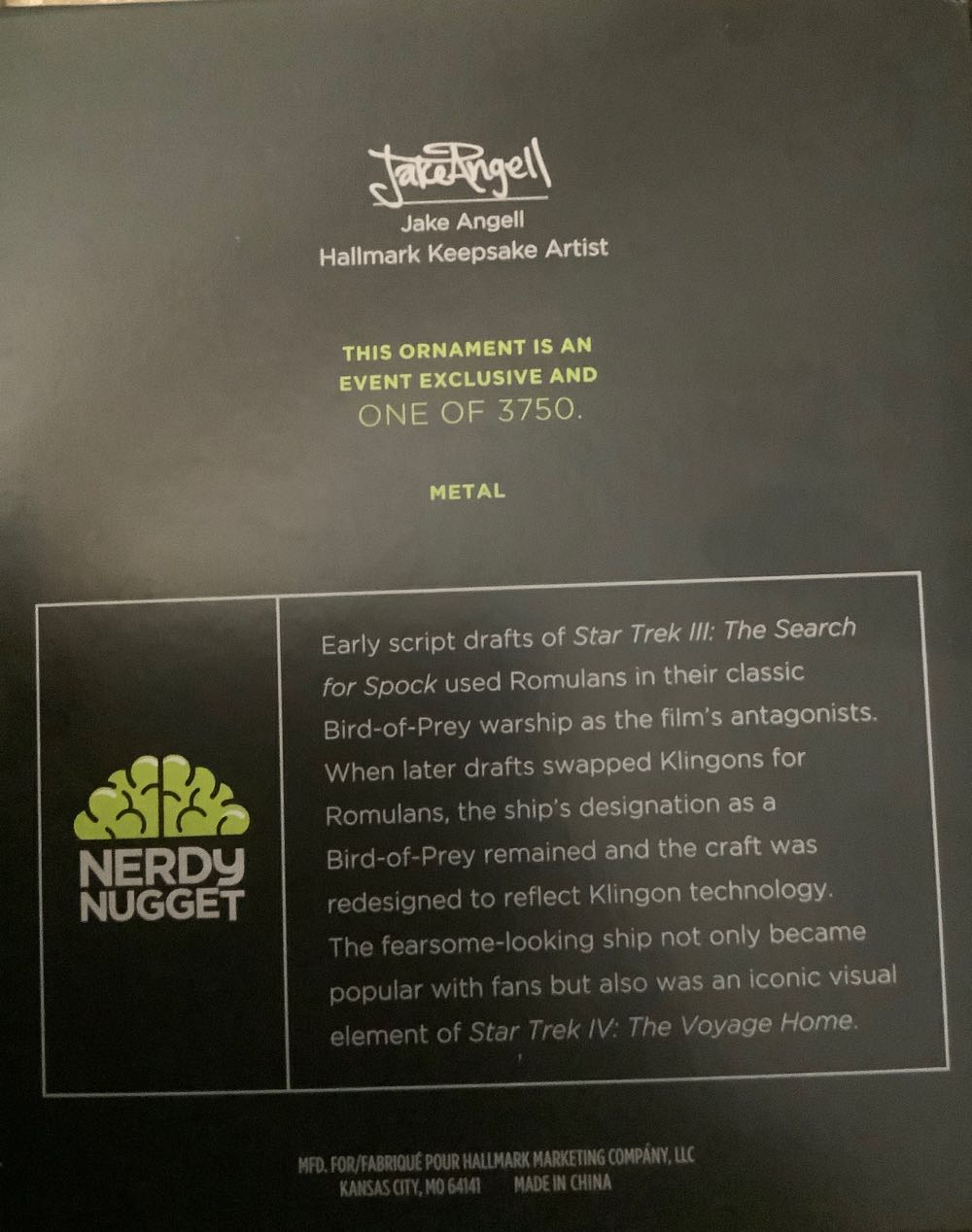 H.M.S. Bounty Klingon Bird-of-Prey Hallmark Keepsake Ornament - Star Trek III: The Search For Spock (Star Trek) ornament collectible - Main Image 2