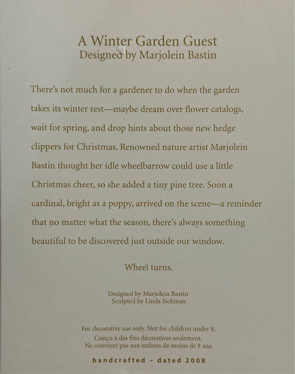 MBNS’08 A Winter Garden Guest - Nature’s Sketchbook (Marjolein Bastin) ornament collectible [Barcode 795902027469] - Main Image 3