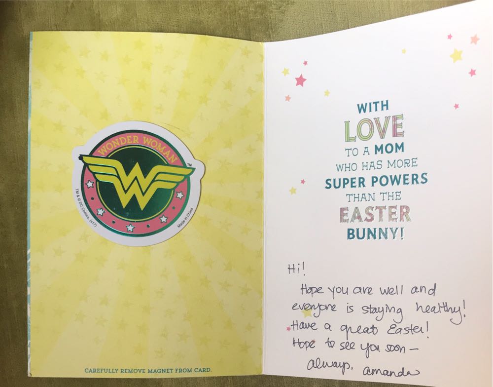 Hallmark Cards wonder woman Easter card for a friend who is a mom with magnet - Justice League (Wonder Woman) ornament collectible [Barcode 720473893052] - Main Image 2