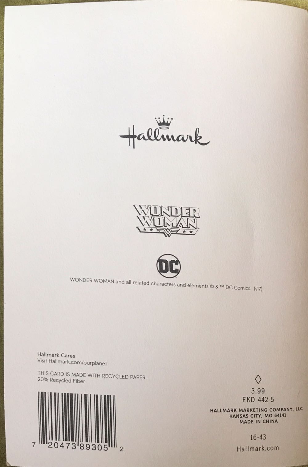 Hallmark Cards wonder woman Easter card for a friend who is a mom with magnet - Justice League (Wonder Woman) ornament collectible [Barcode 720473893052] - Main Image 3