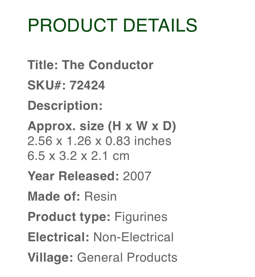 The Conductor #72424 - Caddington (Figurine) ornament collectible [Barcode 728162724243] - Main Image 2