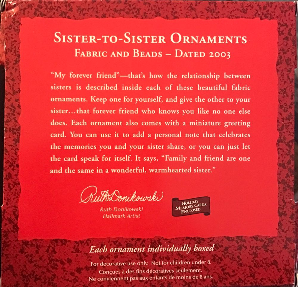 Sisters 2003 - Family ornament collectible [Barcode 015012745344] - Main Image 2