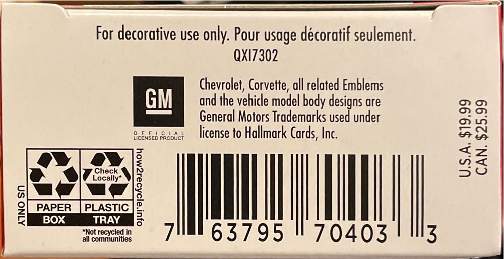 2020 Chevrolet Corvette Stingray - Classic American Cars (Classic American Cars) ornament collectible [Barcode 763795704033] - Main Image 3