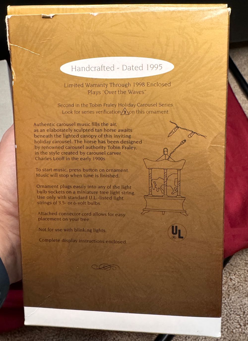Tobin Fraley Holiday Carousel  - Magic, Light & Music Ornament - Magic Collector’s Series (Carousel Horse) ornament collectible [Barcode 015012176339] - Main Image 2