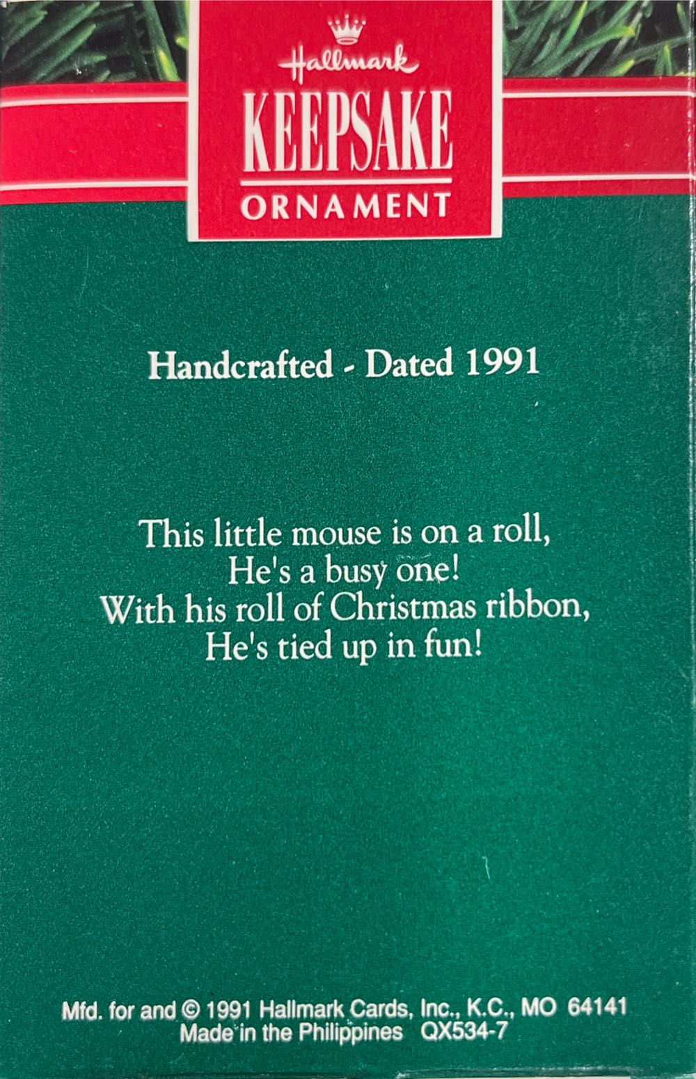On A Roll - MOUSE (Mice) ornament collectible [Barcode 070000027420] - Main Image 2