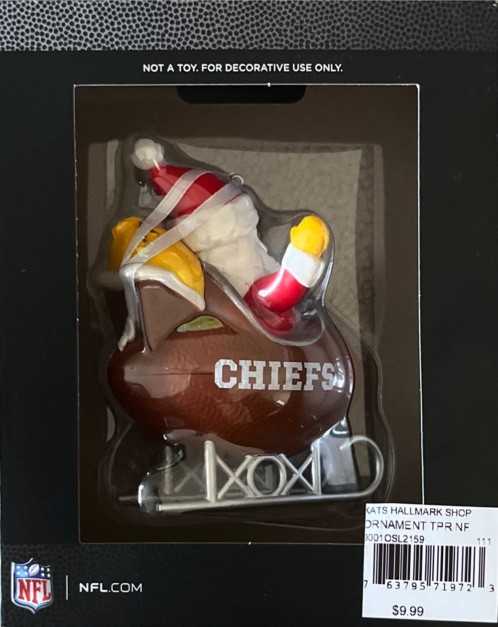 Hallmark Keepsake. Christmas. NFL. 2021. Kansas City Chiefs Christmas Tree Ornament. - Kansas City Chiefs Christmas Tree Ornament (Santa With Football Sleigh) ornament collectible [Barcode 763795719723] - Main Image 2