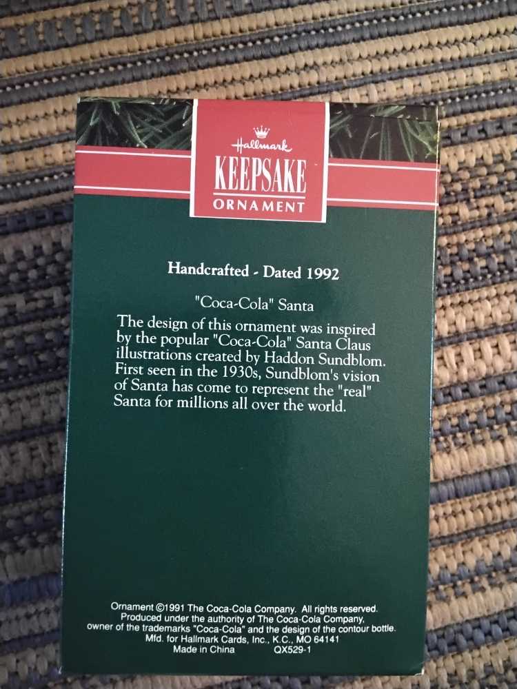 Please Pause Here - Coca-Cola Santa (Santa) ornament collectible [Barcode 070000027505] - Main Image 2