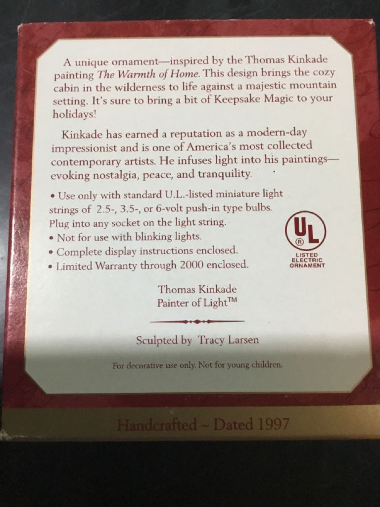 Thomas Kincade The Warmth Of Home - Thomas Kinkade (Painter Of Light) ornament collectible [Barcode 015012365832] - Main Image 2