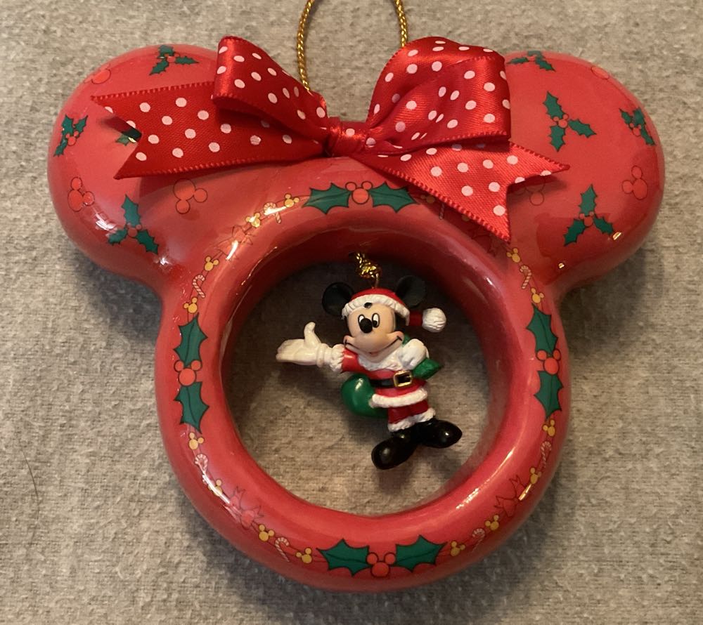 Mickey Mouse Ears With Mickey As Santa - Enesco mickey unlimited (Disney Mickey And Minnie) ornament collectible [Barcode 045544365765] - Main Image 2