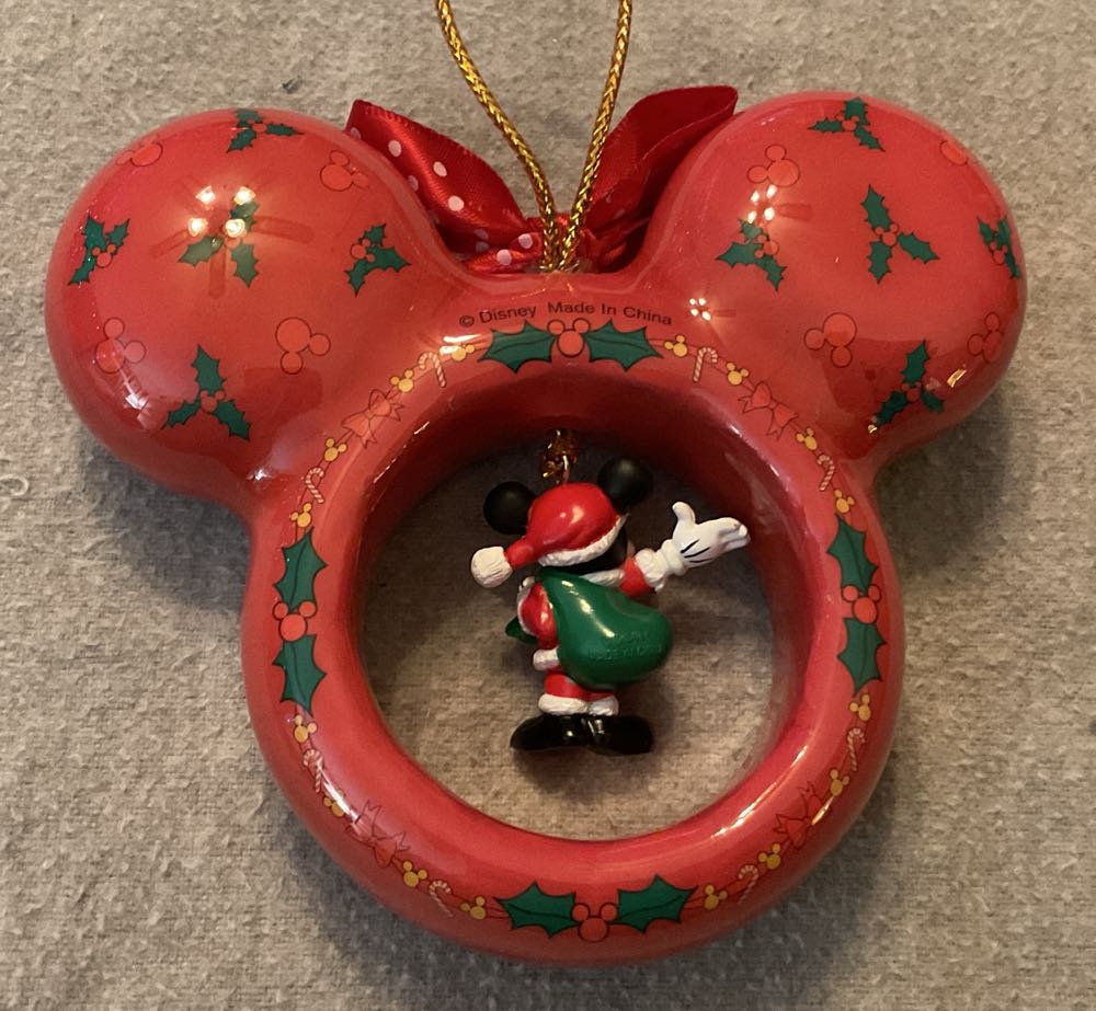 Mickey Mouse Ears With Mickey As Santa - Enesco mickey unlimited (Disney Mickey And Minnie) ornament collectible [Barcode 045544365765] - Main Image 3