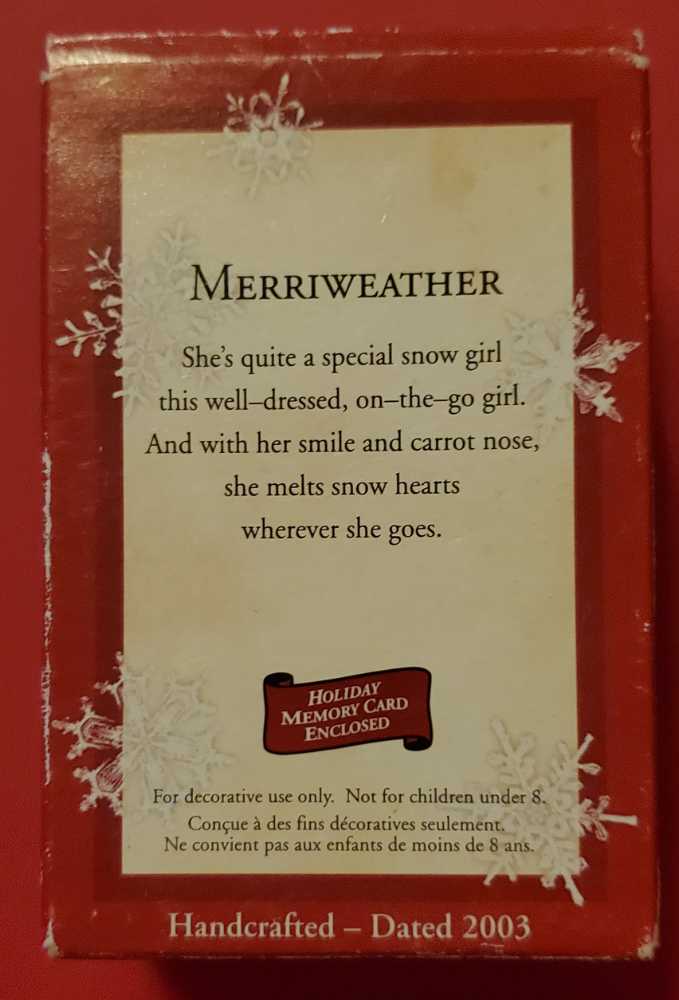 MERRIWEATHER 2003 - Snowman (Snowman) ornament collectible - Main Image 2