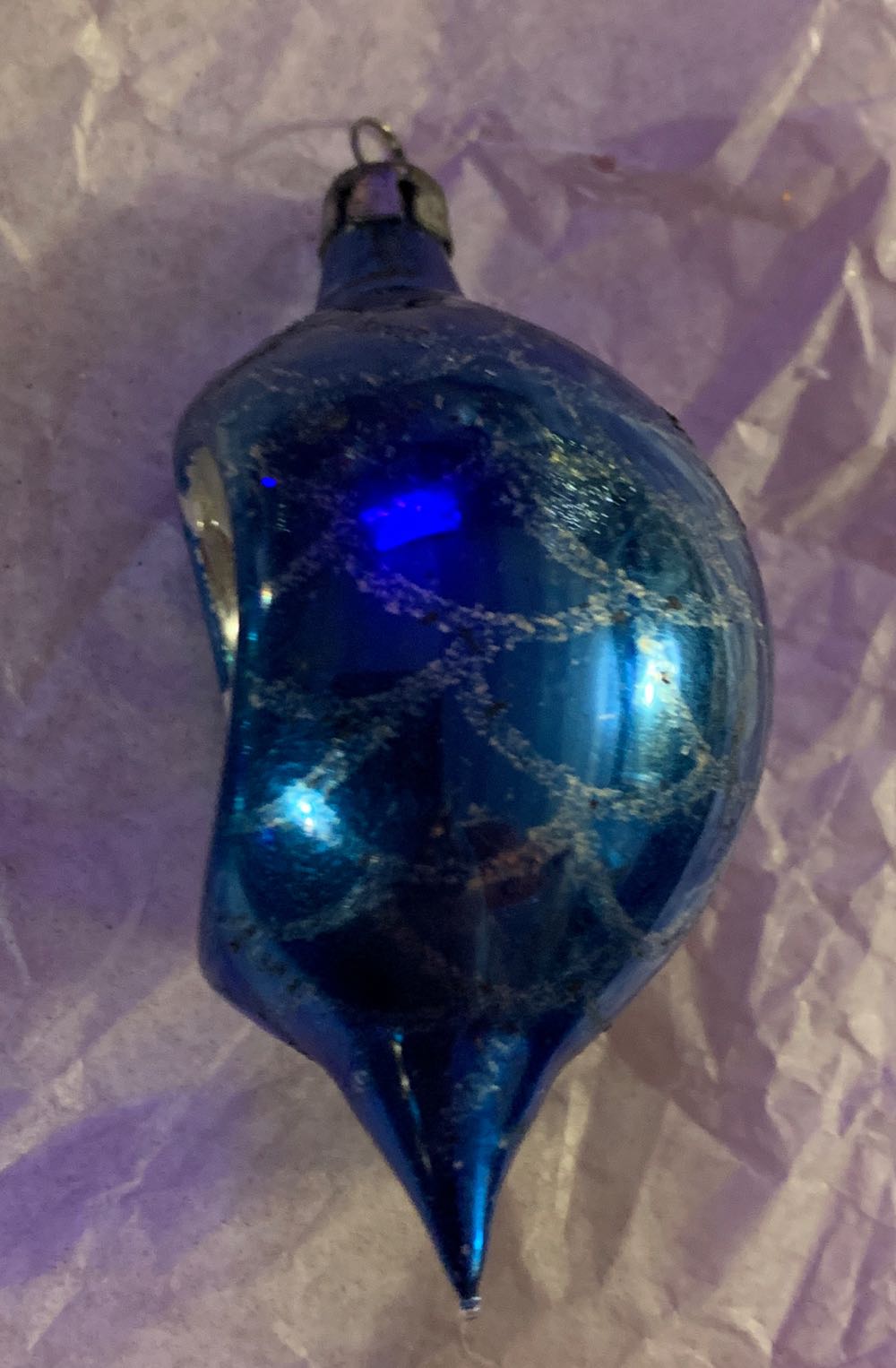 Small Blue Dimpled Pointed Ball  ornament collectible - Main Image 2