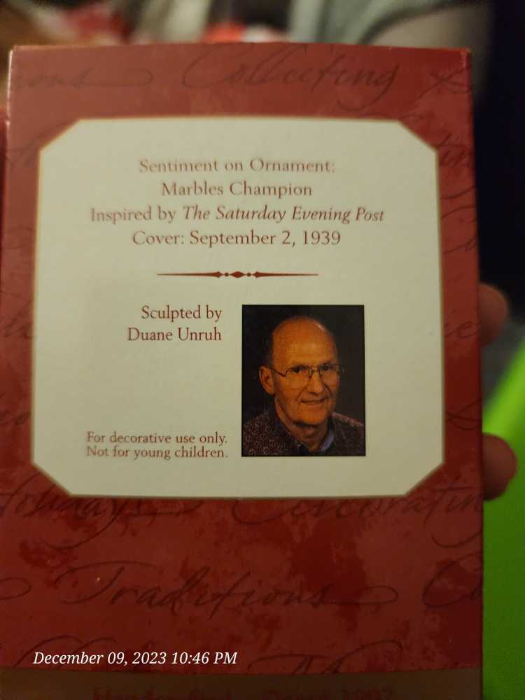 Norman Rockwell Marbles Champion  (Norman Rockwell) ornament collectible [Barcode 015012373004] - Main Image 2