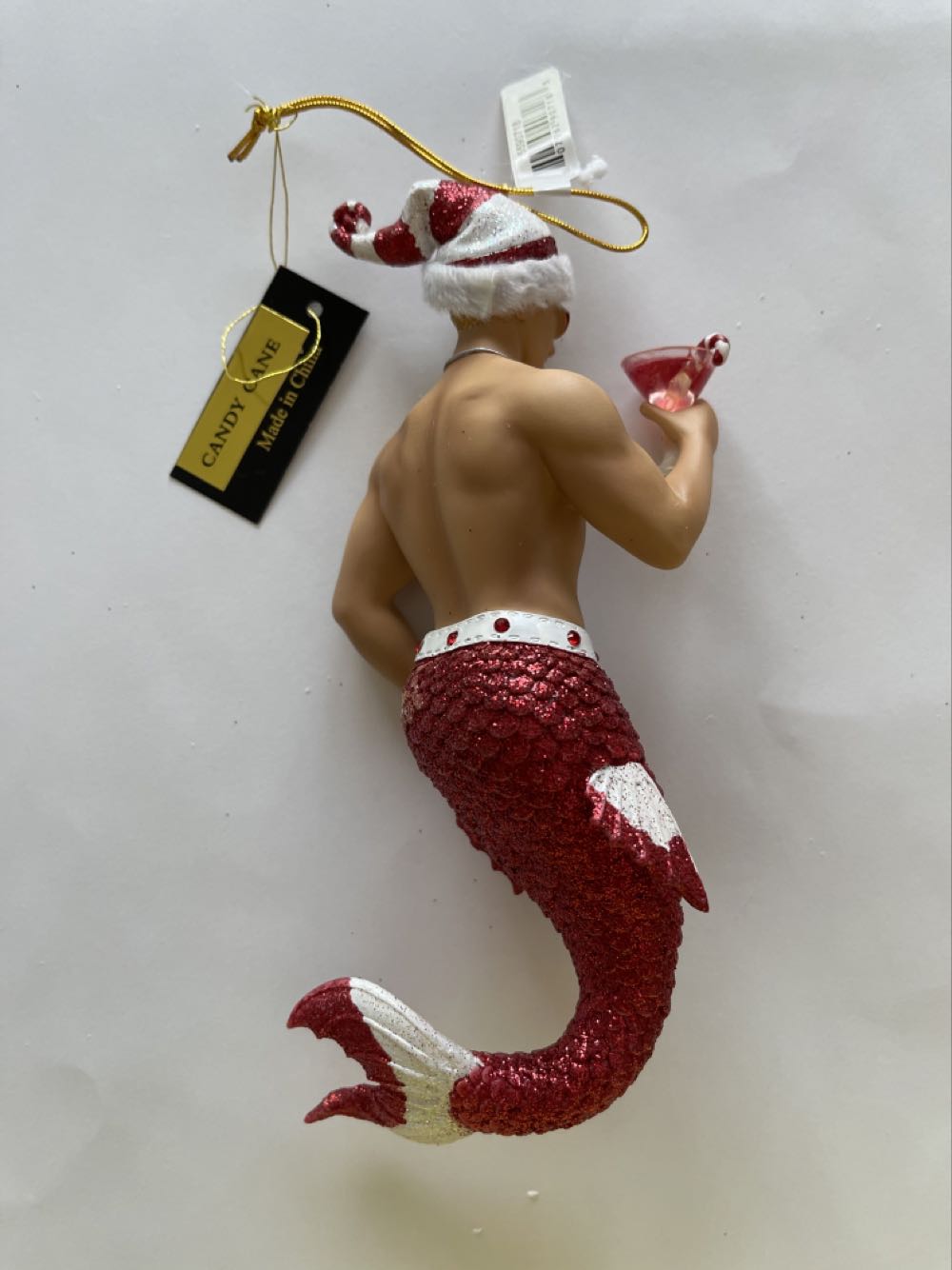 Candy Cane Mernman #55-90718 - It’s All About The Bling! (One World, One Ocean, Let’s Protect It!) ornament collectible [Barcode 807962907183] - Main Image 2