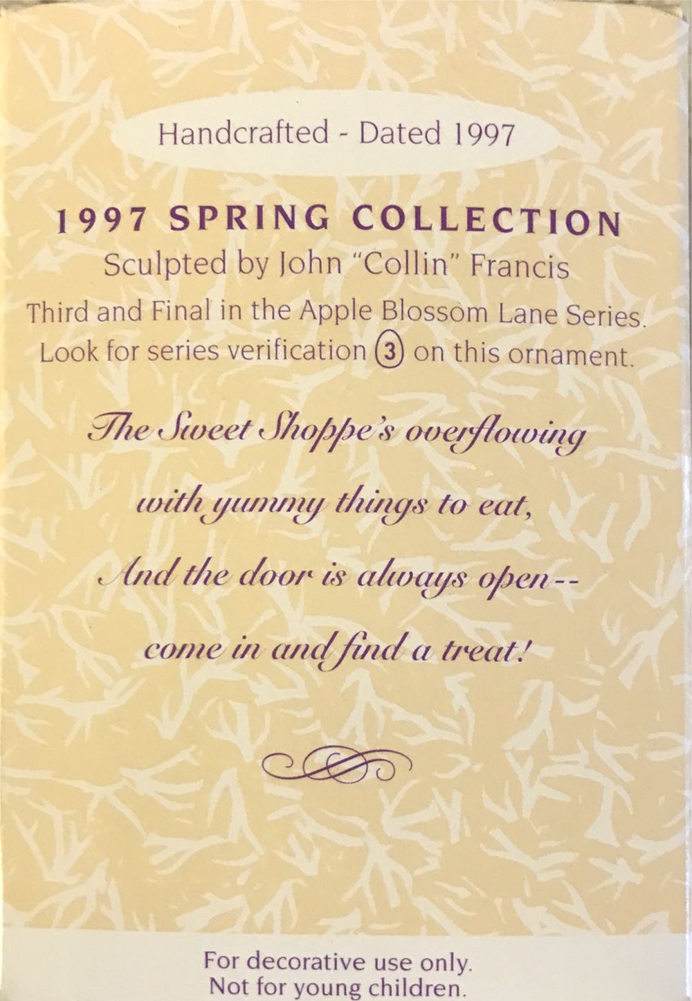 Easter Collection Apple Blossom Lane #3 & Final - Apple Blossom Lane (Spring) ornament collectible [Barcode 015012391244] - Main Image 3