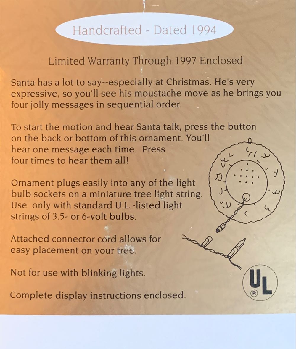 Santa Conversations With Santa  (Santa) ornament collectible [Barcode 015012116212] - Main Image 2