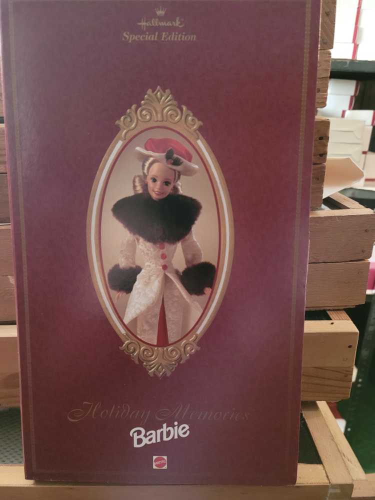Barbie Year Hallmark Special Edition 12 Inch Doll Holiday Memories Barbie With Red Satin Dress Flocked Coat With ”faux Fur” Collar And Sleeves Hat Earrings Handring And Boots  ornament collectible [Barcode 015012302998] - Main Image 4