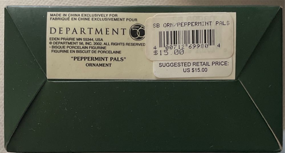 “Peppermint Pals” Ornament  (Snowbabies/Curious George) ornament collectible [Barcode 400712699804] - Main Image 2