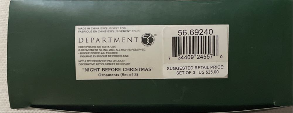 Night Before Christmas (Set Of 3)  (Snowbabies) ornament collectible [Barcode 734409245570] - Main Image 2