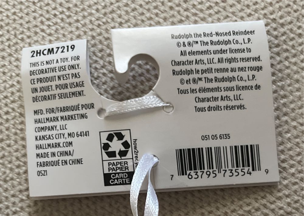 Hallmark Rudolph The Red Nosed Reindeer Christmas Tree ...  (Rudolph The Red Nosed Reindeer) ornament collectible [Barcode 763795735549] - Main Image 2