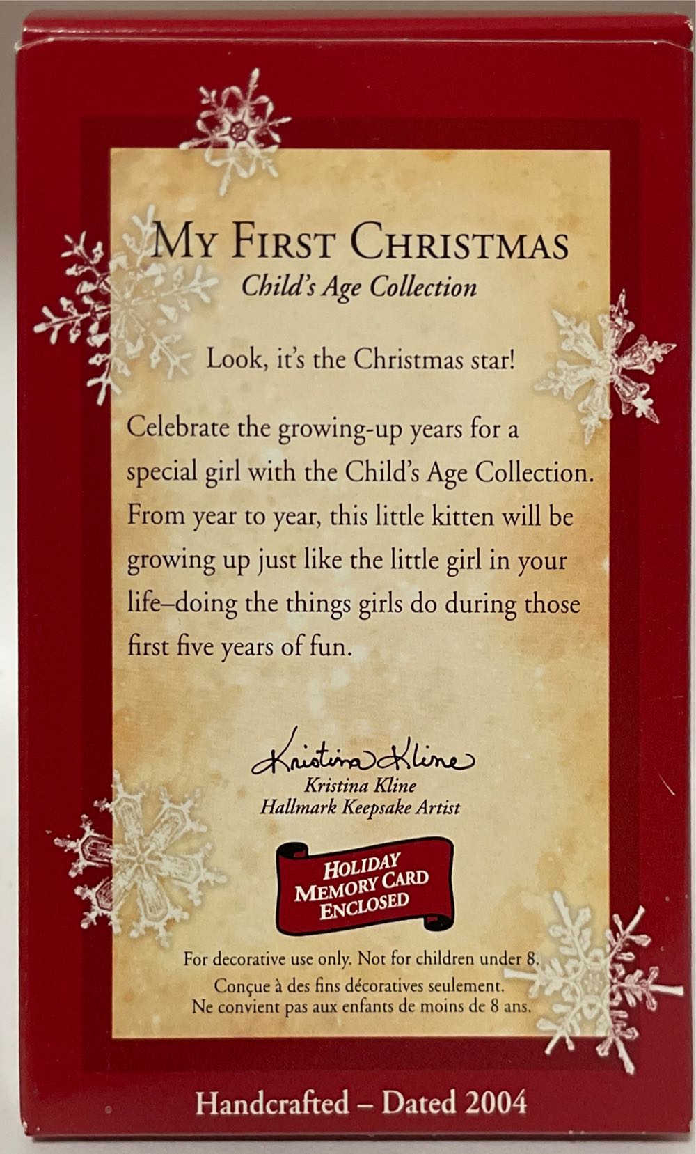 My First Christmas - Girl Hallmark Ornament - Child’s Age Collection ornament collectible [Barcode 015012796704] - Main Image 2