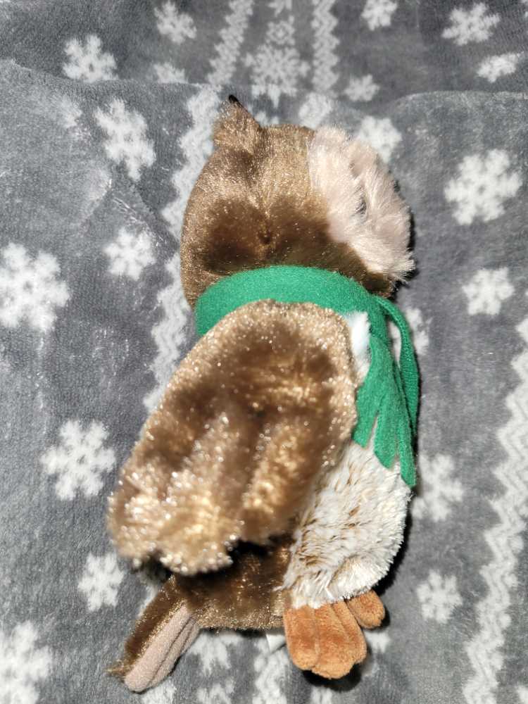 Stuffed Owl- Brown with Green Scarf  ornament collectible - Main Image 3
