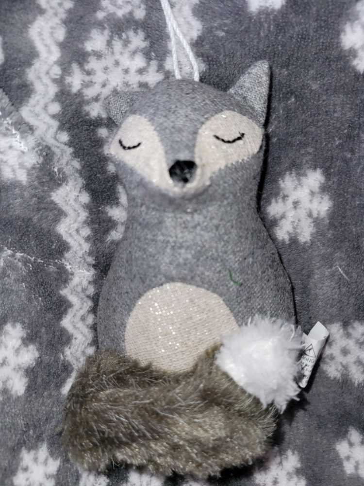 Stuffed Fox- Grey and Cream  ornament collectible - Main Image 1