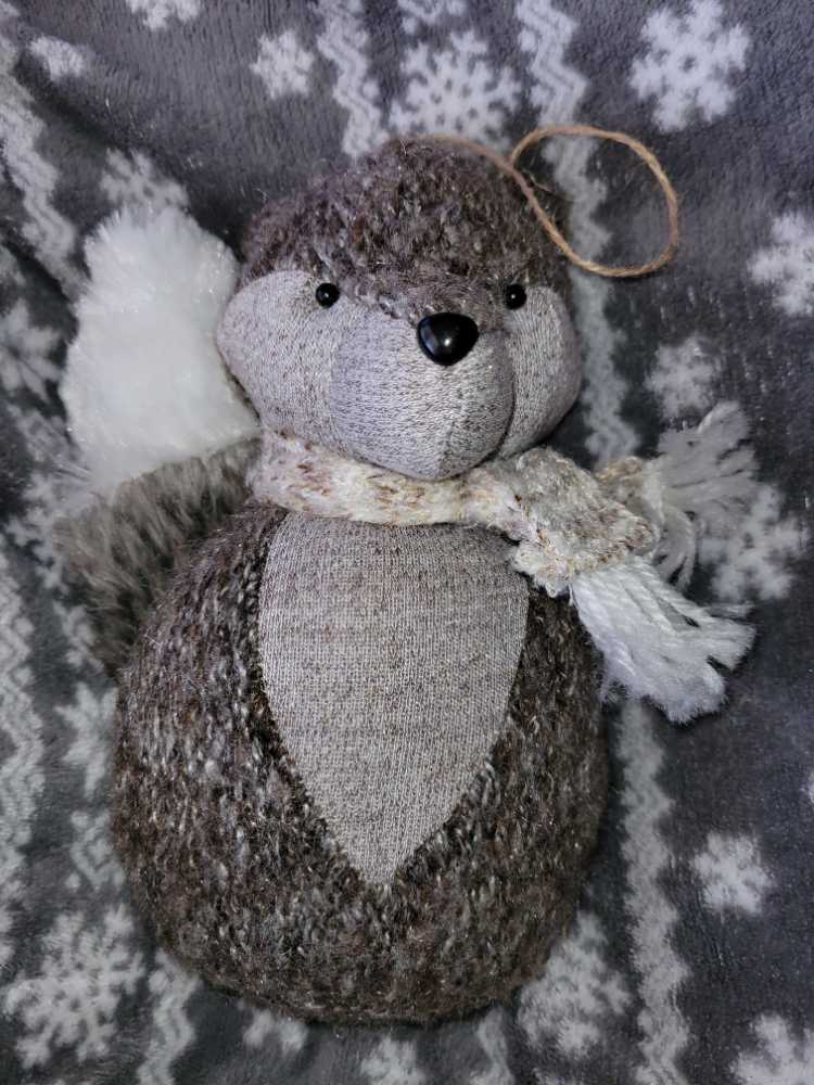 Stuffed Fox- Brown with Cream Scarf, Large  ornament collectible - Main Image 1