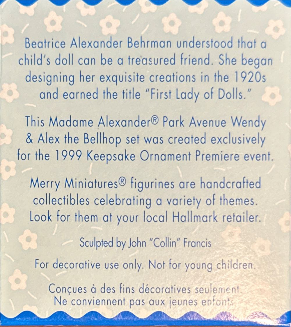 Park Avenue Wendy & Alex The Bellhop - Merry Minatures (Merry Minatures) ornament collectible [Barcode 015012497700] - Main Image 2